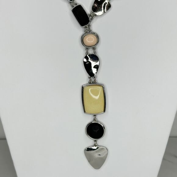 Chico's Cabochon Linear Pendant Black Cord Necklace ✨ - Picture 4 of 8